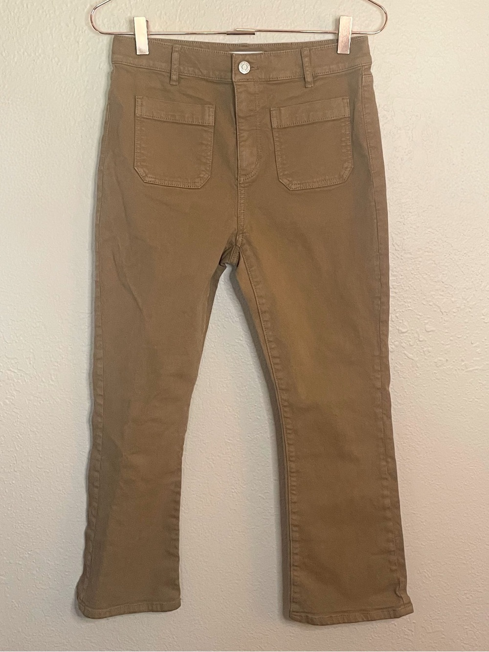 LOFT Kick Crop Pants Brown Petite Size 2 Classic Minimalist